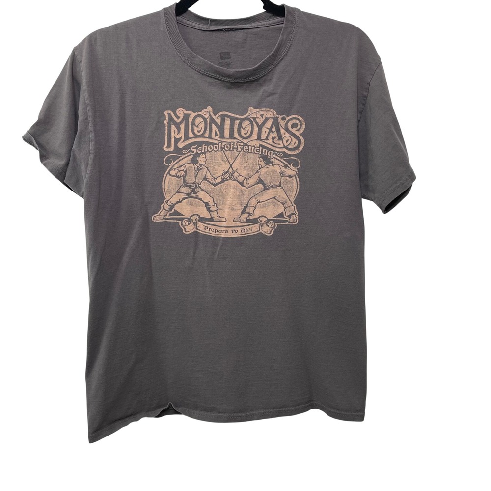 Hanes Men Montoya's School of Fencing Graphic T Gray Princess Bride Movie Rare M